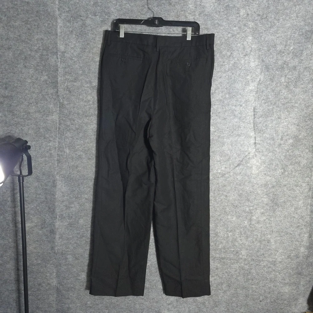 Banana Republic Relaxed Fit Mens 35 Black Pleated Straight Leg Trousers NWT